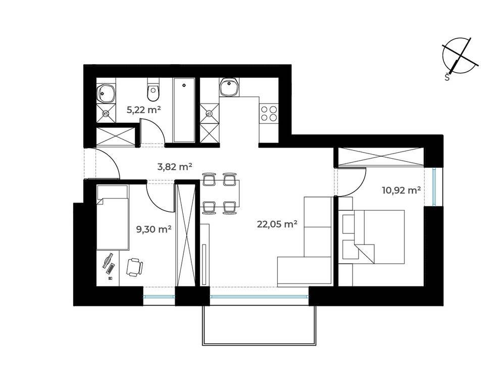Parduodamas butas Medvėgalio g., Kaune, 51.31 kv.m ploto