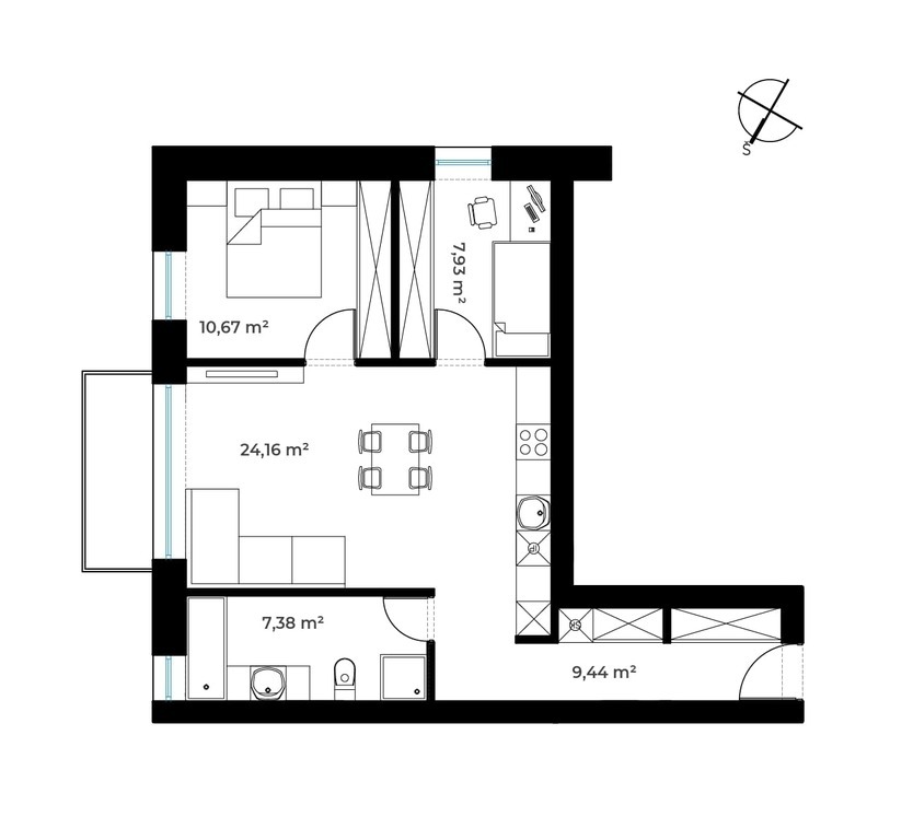 Parduodamas butas Medvėgalio g., Kaune, 59.58 kv.m ploto