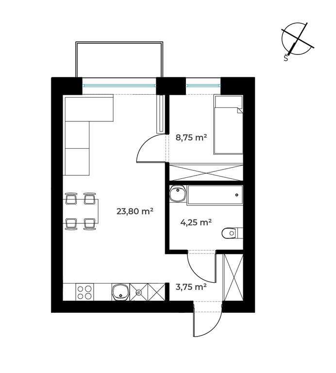 Parduodamas įrengtas butas Kaune, 40.55 kv.m ploto
