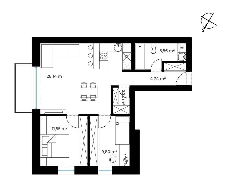 Parduodamas butas Kaune, 62.01 kv.m ploto