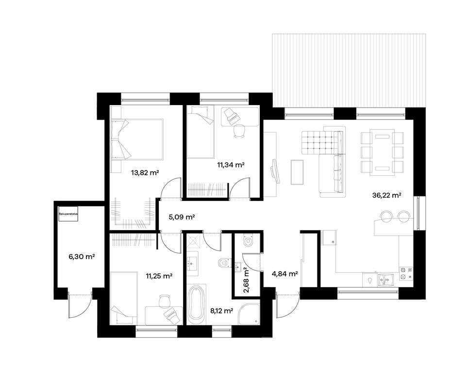 Parduodamas namas Vijūkų k., 100 kv.m ploto