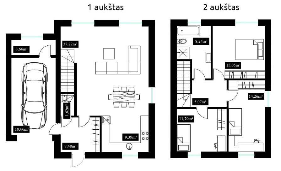 Namai ir kotedžai šalia upės