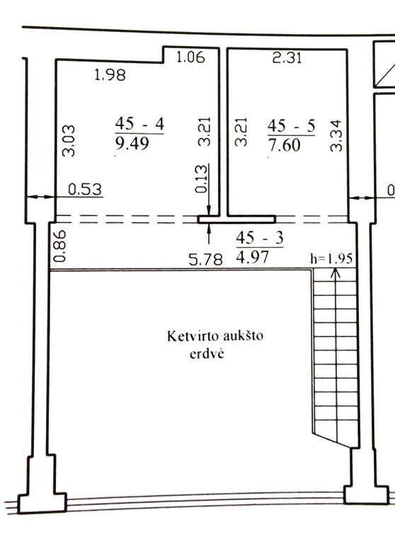 Trijų kambarių loftas