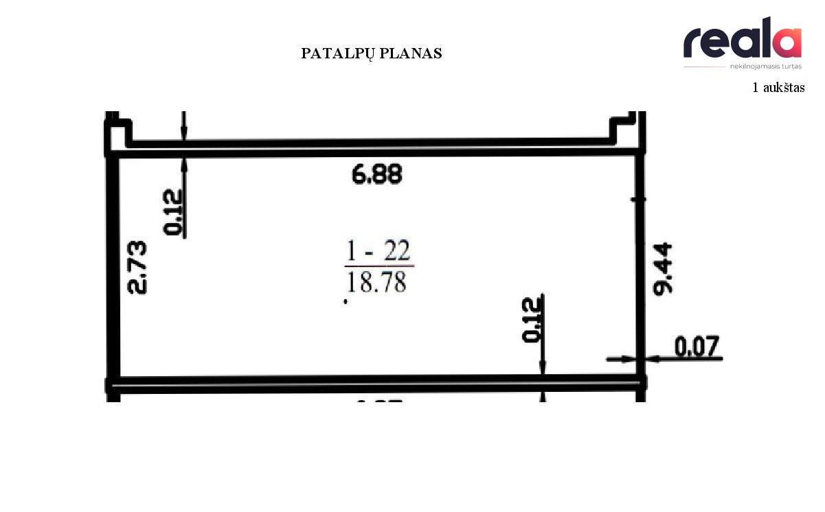 Nuomojamos patalpos Inovacijų g., Biruliškių k., 18.78 kv.m ploto