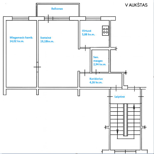 Parduodamas butas Panerių g., Vilijampolėje, Kaune, 46.28 kv.m ploto
