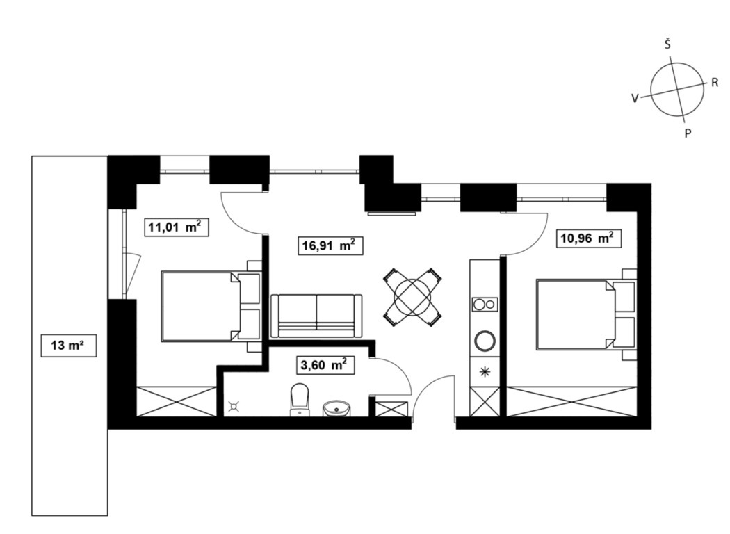 Parduodamas butas Vaivorykštės g., Palangoje, 42.48 kv.m ploto