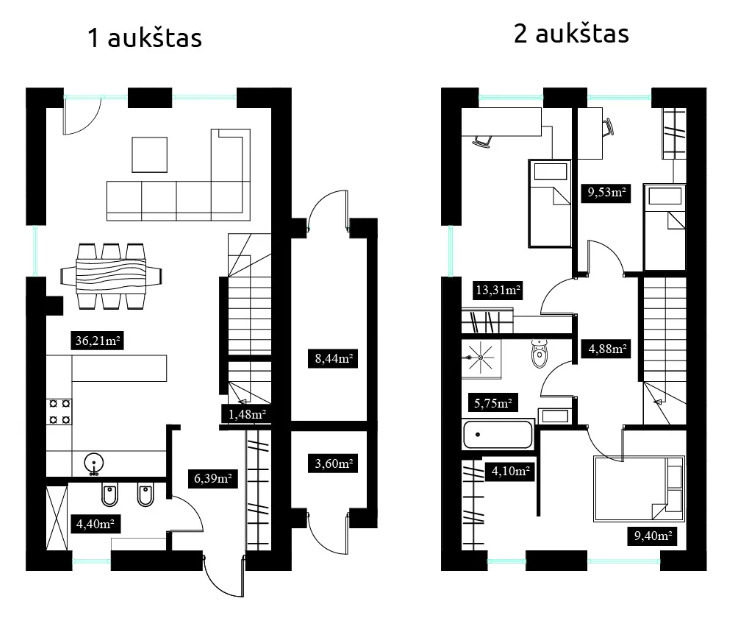 Naujas kotedžas prie upės
