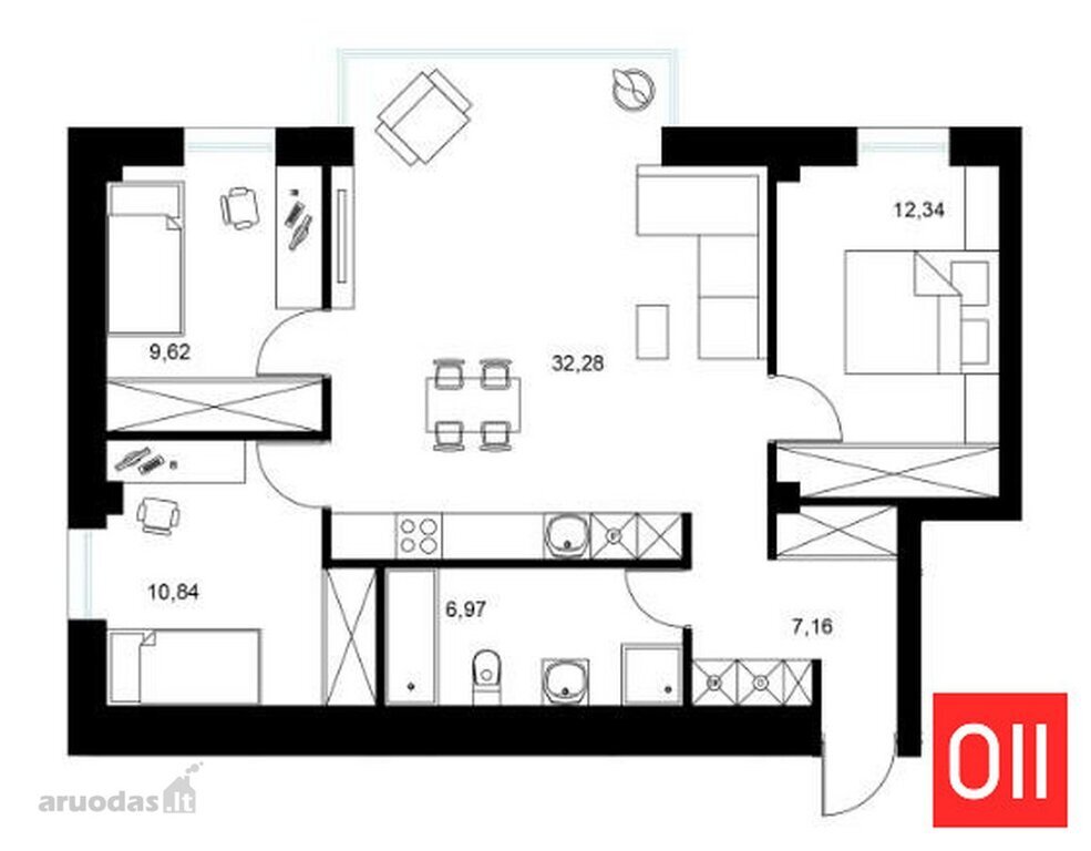 Naujas butas su vaizdu į parką