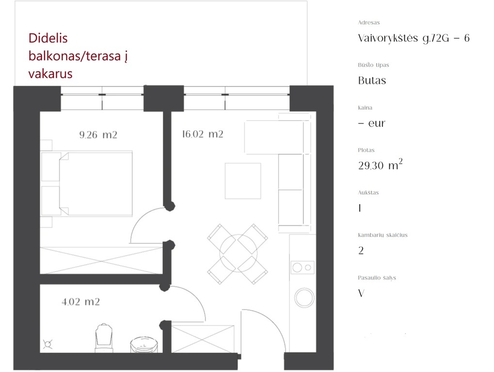 Parduodamas butas Vaivorykštės g., , Palangoje, 29.23 kv.m ploto