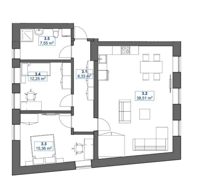 Parduodamas butas K. Donelaičio g., Senamiestyje, Klaipėdoje, 81.59 kv.m ploto