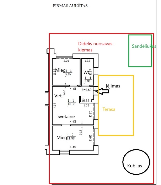 Parduodamas butas Vaivorykštės g., , Palanga, 42.91 kv.m ploto