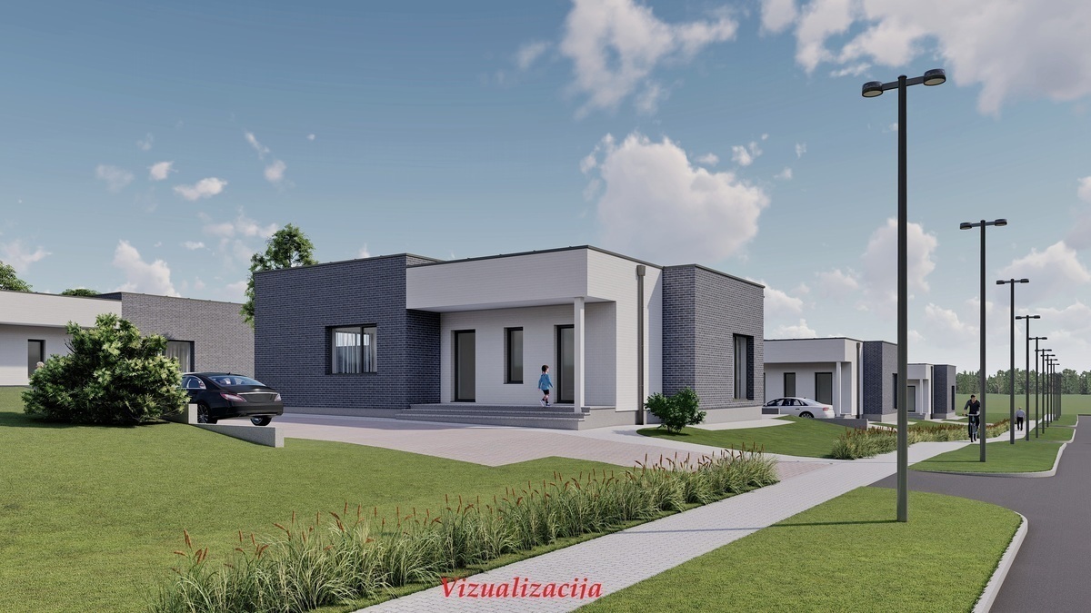 PILAITĖJE, GIRDAVOS G., PARDUODAMAS NAUJOS STATYBOS 125 M² VIENO AUKŠTO NAMAS SU 7,5 A SKLYPU