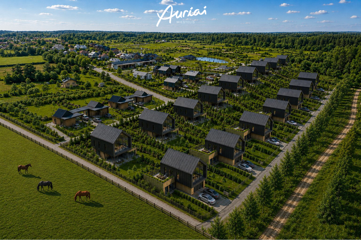 Vilniaus raj., Bendoriuose, projekte "Auriai" parduodamas 12.21 a  sklypas su ežero panorama