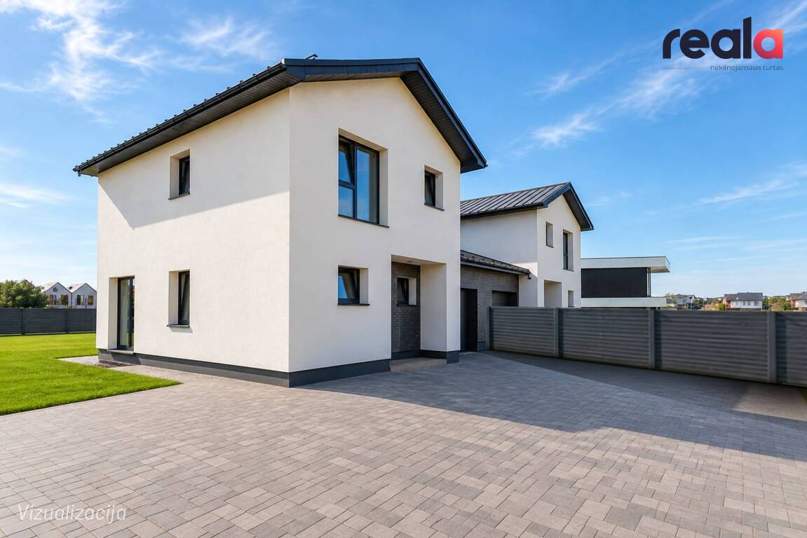 Parduodamas 130,89 kv. m., ploto, A++ energetinės klasės kotedžas su garažu ir 4,15 arų sklypu, Azerų g., Kalnėnuose, Vilniuje.