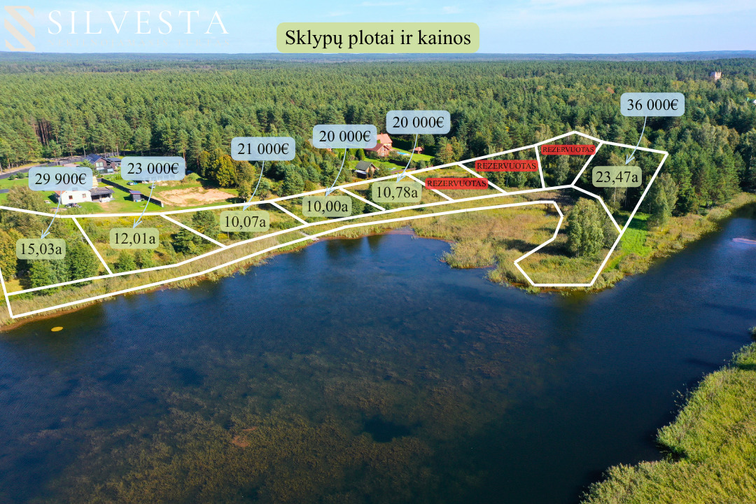 Parduodami sklypai Žvejų g., Kalveliai, su tvenkinio pakrante